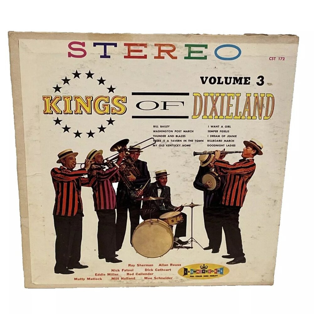 Kings Of Dixieland Volume 3 (Vinyl, 1959) Crown Records CST 172 Good+ LP Record